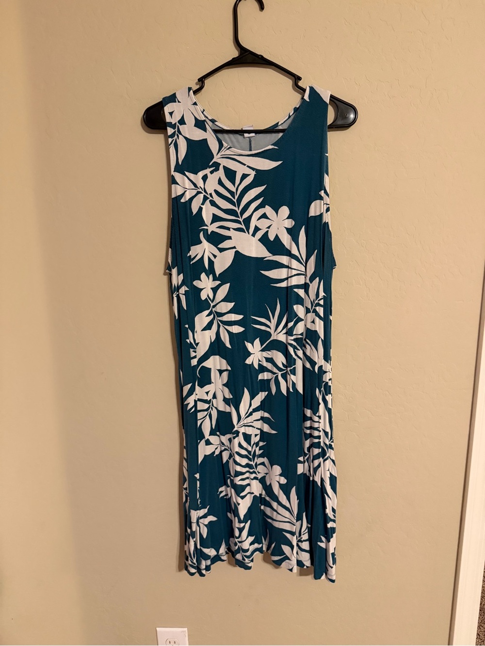 Old Navy Teal Maxi Dress with White Tropical Print